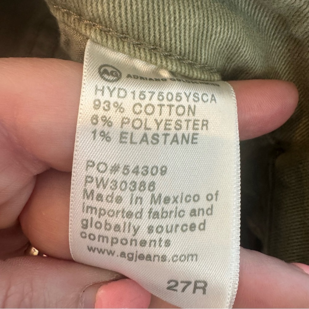 NWOT Ag Adriano Goldschmied Green Straight Leg Jeans 04-0139 - Picture 7 of 9